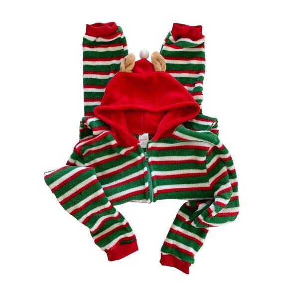 Mayfair Adult Christmas Reindeer Warm Fuzzy Hoodie Onsie Full Body PJ's - Picture 4 of 7